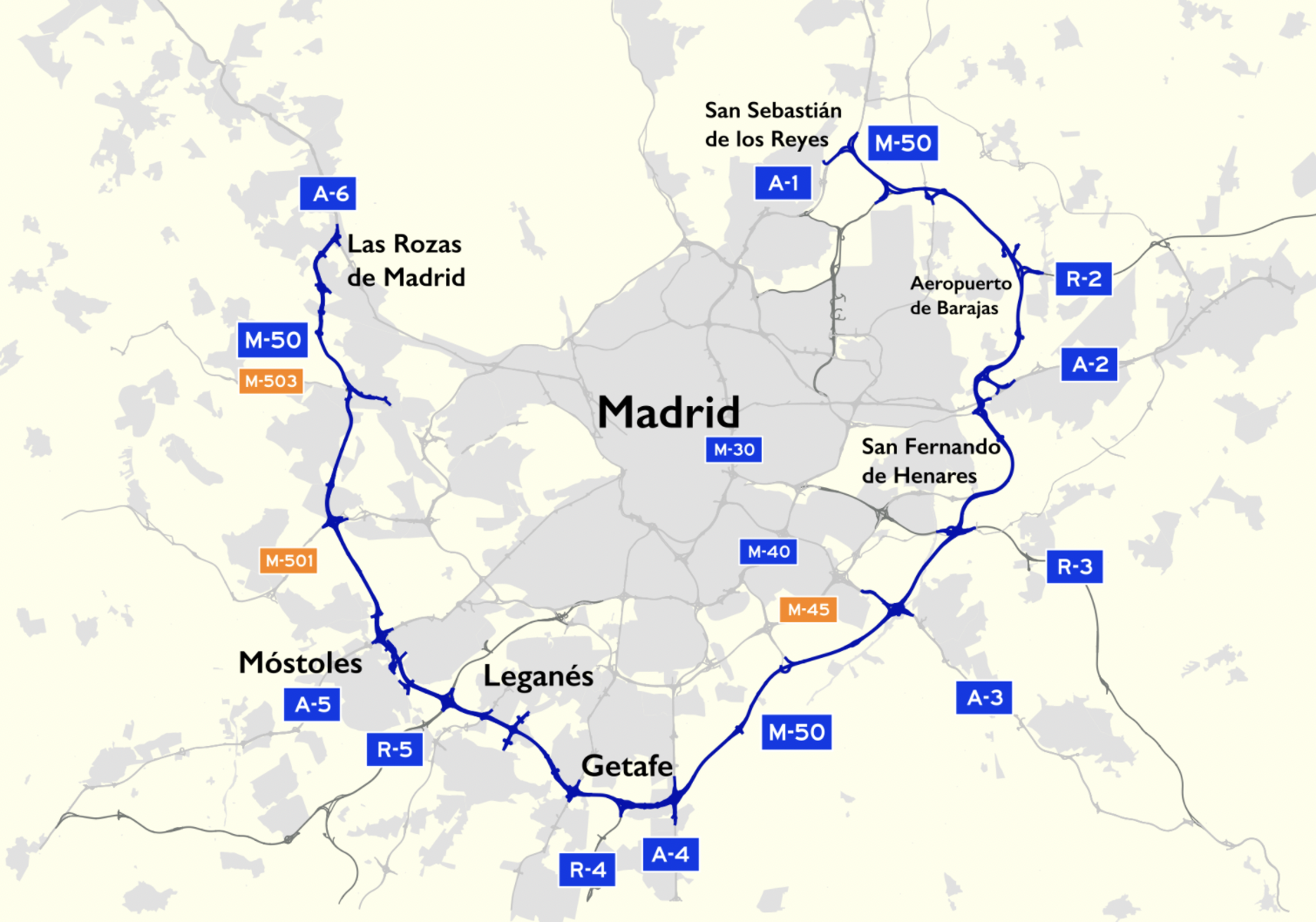 ÚLTIMA HORA Cortada La M-50 Por Un Accidente Entre Dos Camiones - Zona ...