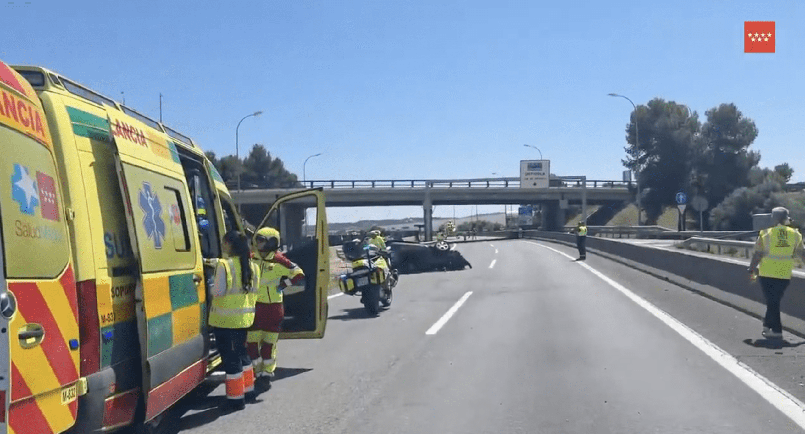 Dos heridos graves tras un accidente con vuelco en la A-4 a la altura de Ontígola